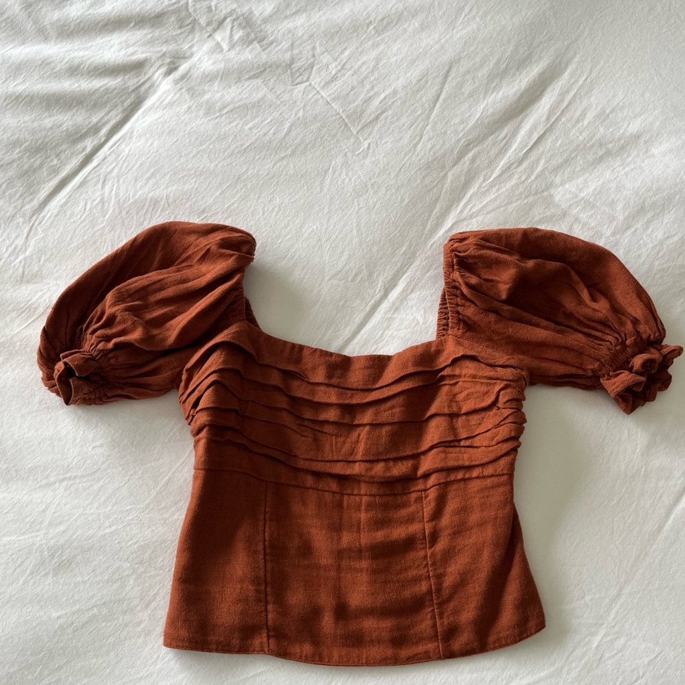 Abercrombie & Fitch Terracotta Puff Sleeve Blouse